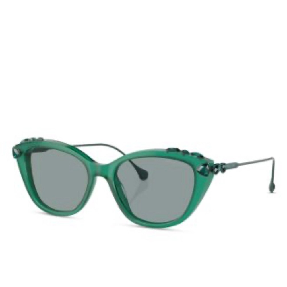 Swarovski Cat‎ Eye Sunglasses Green Crystal Embellished Frame Authentic Luxury